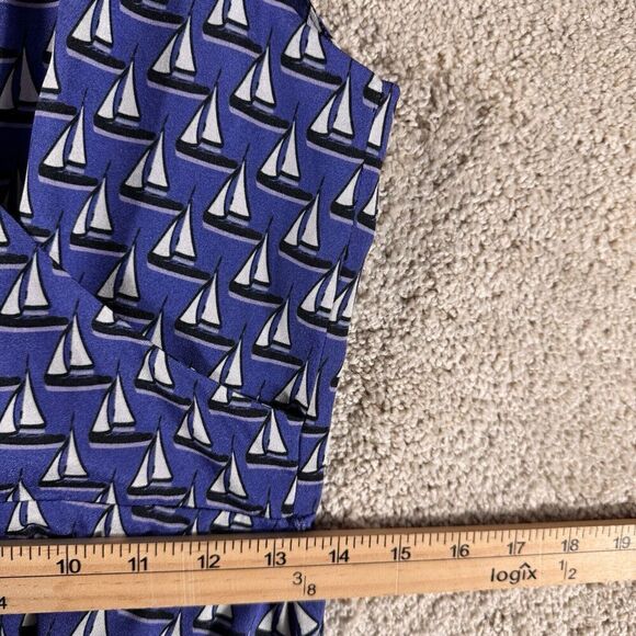 Anthropologie Eva Franco Wide Leg Jumpsuit Women's Size 2 Blue One Piece‎ V Neck - Picture 9 of 11